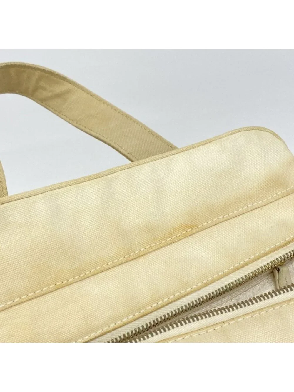 Chanel Tote Marshmallow Canvas White Beige Gold